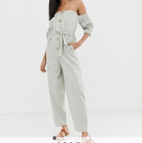 ASOS Pants - Asos off shoulder button front jumpsuit tall nwot